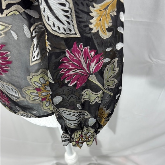 rag & bone Black Floral Fitted Long Sleeve Blouse Size Small - Picture 5 of 9